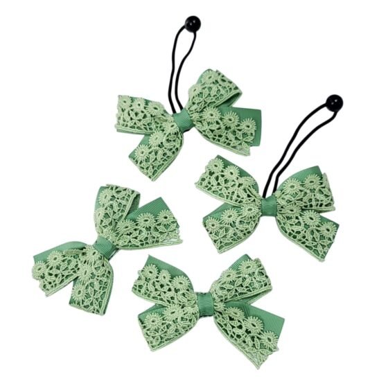 Sage green hair bow tic tac clips and ponytail holders