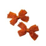 Orange Lace Bow Tic-Tac Clips for Girls Handmade Hair Accessories UAE