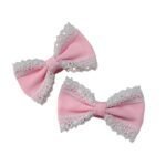 Pink lace hair clips for girls school accessories UAE