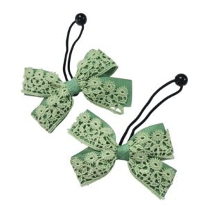 Sage Green Hair Bow Ponytail Holder for Girls handmade lace hair tie