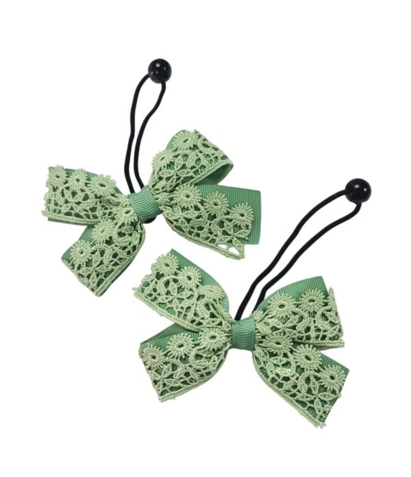 Sage Green Hair Bow Ponytail Holder for Girls Premium Lace Elastic Hair Tie Sage Green Hair Bow Ponytail Holder for Girls handmade lace hair tie