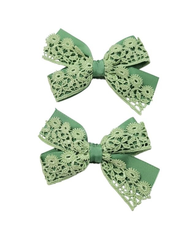 Elegant sage green hair bow clips for school hairstyles