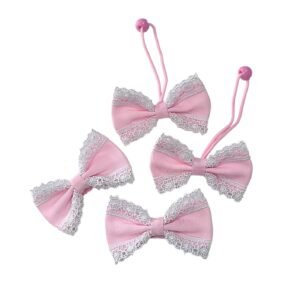 Handmade pink lace hair accessories set for school girls