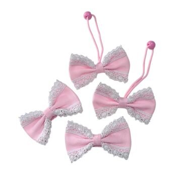 Handmade pink lace hair accessories set for school girls
