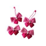 Shocking Pink Hair Bow Set for Girls butterfly ponytail holder and tic tac clips handmade UAE