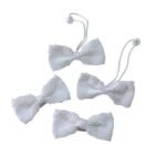 White flower lace bow ponytail holder and tic tac clips set for school girls UAE