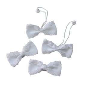 White flower lace bow ponytail holder and tic tac clips set for school girls UAE