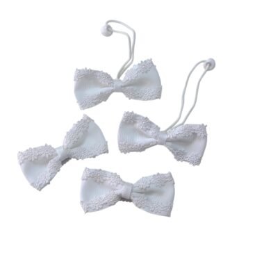 White flower lace bow ponytail holder and tic tac clips set for school girls UAE
