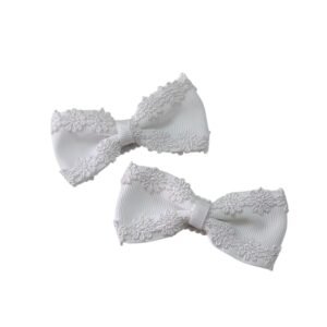 White flower lace bow tic tac clips for school girls UAE