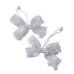 White Hair Tie Ponytail Holder for School UAE Handmade Lace Bow by Young Fashion Palace