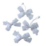 White School Hair Tie Ponytail Holder and Tic-Tac Clips Set for Girls