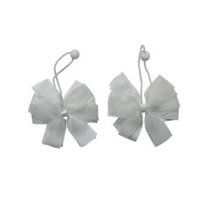 White organza ribbon hair ties and clips for girls