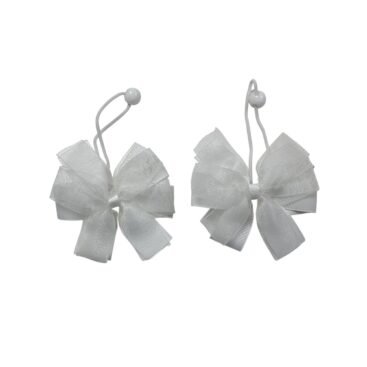 White organza ribbon hair ties and clips for girls