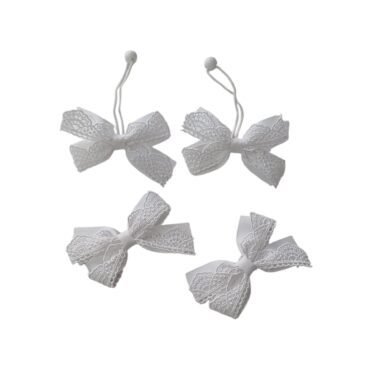 Handmade School Hair Accessories white hair tie and tic tac clip set