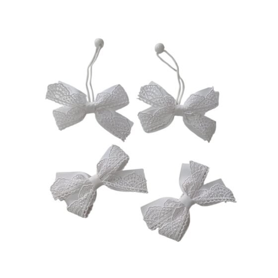 Handmade School Hair Accessories white hair tie and tic tac clip set