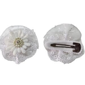 White flower hair clips for girls school uniforms and special occasions