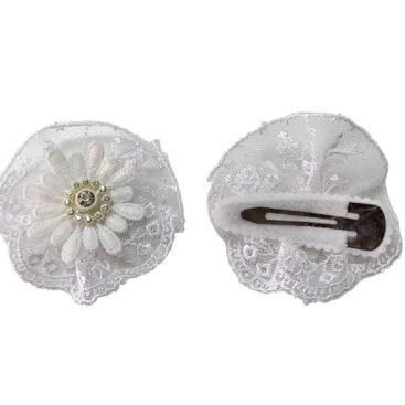 White flower hair clips for girls school uniforms and special occasions