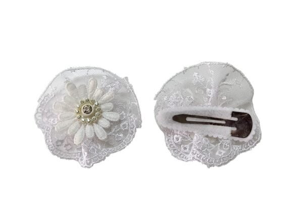 Elegant white lace hair clips for school birthday and party wear