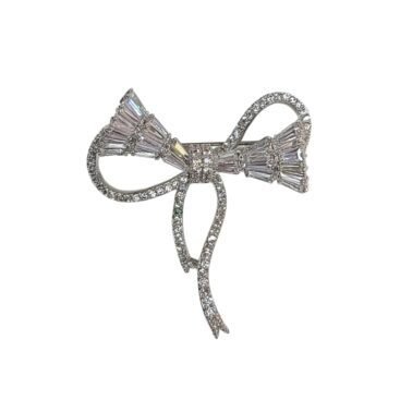 Rhodium plated Cubic Zirconia Brooch for parties
