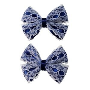 Premium lace navy blue hair clips for school and parties