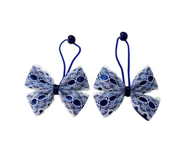 Navy Blue Lace Hair Tie 2 Piece Set Back To School UAE | Premium Handmade Hair Accessories Navy Blue Lace Hair Tie 2 Piece Set Back To School UAE handmade with premium lace and Korean elastic
