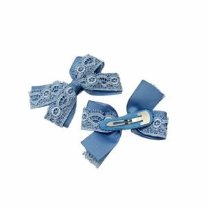 French Blue school uniform bow hair clips for girls daily wear