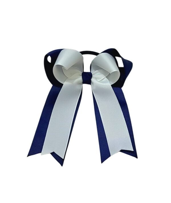 School Hair Tie UAE Premium Navy Blue White Handmade Bow School Hair Tie UAE handmade navy blue and white grosgrain ribbon for girls