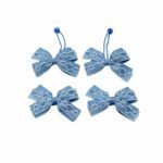 School Uniform French Blue Hair Accessories handmade bow ponytail holder and tic tac clips set