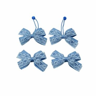 School Uniform French Blue Hair Accessories handmade bow ponytail holder and tic tac clips set