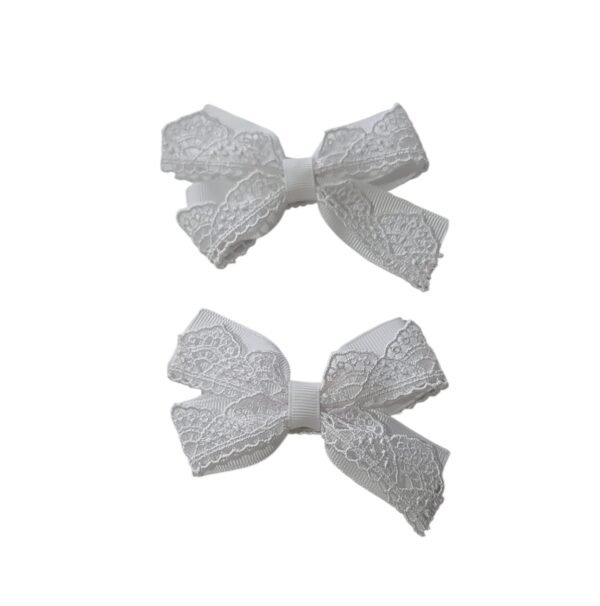 White Hair Clips for School UAE Premium Handmade Korean Non Slip Hair Clips for Girls White school hair accessories online UAE for girls