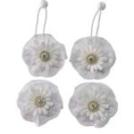 White Hair Tie Ponytail Holder and Hair Clips for Girls UAE handmade premium lace flower school accessories