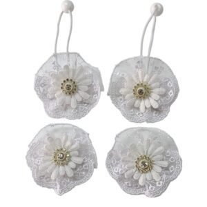 White Hair Tie Ponytail Holder and Hair Clips for Girls UAE handmade premium lace flower school accessories