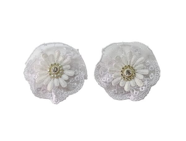 White lace non slip tic tac hair clips for girls school UAE