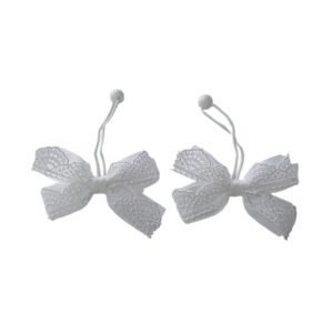 White school hair tie ponytail holder handmade by Young Fashion Palace