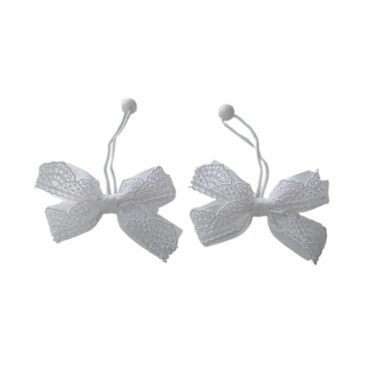 White school hair tie ponytail holder handmade by Young Fashion Palace
