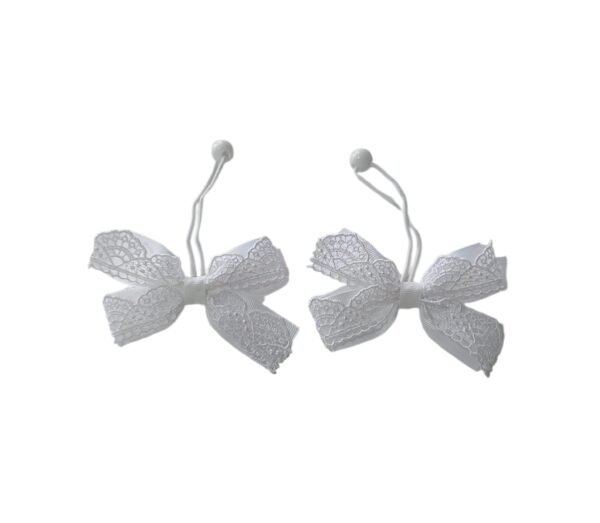 White school hair tie ponytail holder handmade by Young Fashion Palace