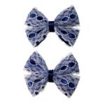 Navy Blue Hair Clips For School UAE Non Slip 2 Piece handmade with premium lace and satin ribbon